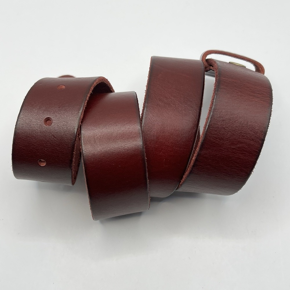 Belts.com Wide Leather Belt Sz 34 Dark Brown/ Deep Red No Buckle Rustic READ